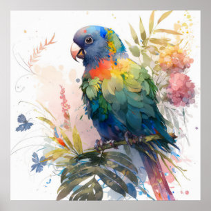 Affiche Portrait d'oiseaux perroquets Peinture animale Fau