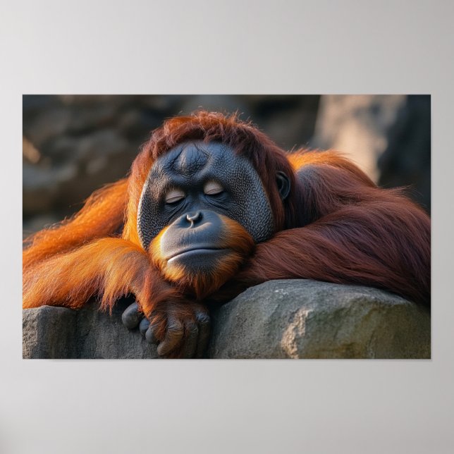 Affiche Portrait d'orang-outan sauvage se relaxant  (Devant)
