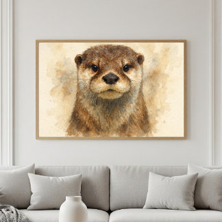 Affiche Portrait d'Otter aquarelle adorable