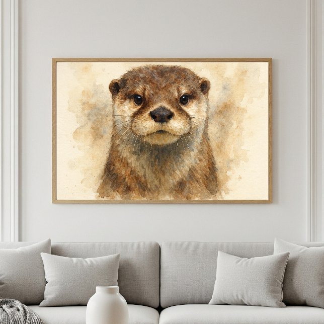 Affiche Portrait d'Otter aquarelle adorable (Créateur téléchargé)