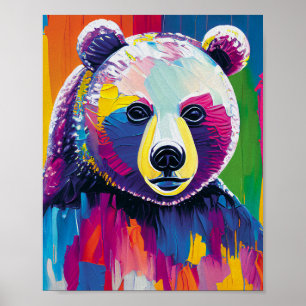 Affiche Portrait d'ours coloré