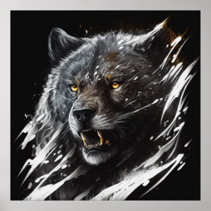 Affiche Portrait d'ours Peinture animale Aventure Faune