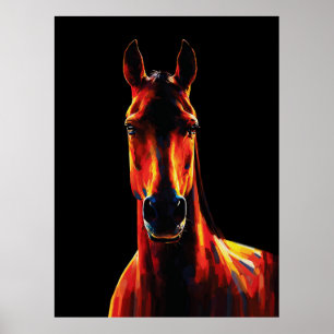 Affiche Portrait Dramatique de la Silhouette Fougueuse d'u