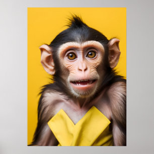 Affiche Portrait drôle de singe
