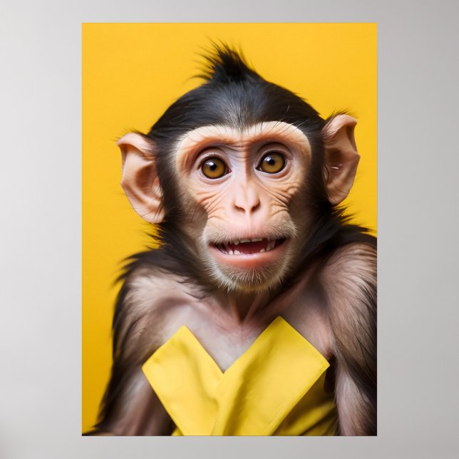 Affiche Portrait drôle de singe (Devant)