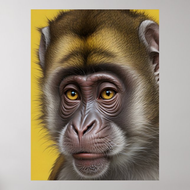 Affiche Portrait drôle de singe (Devant)