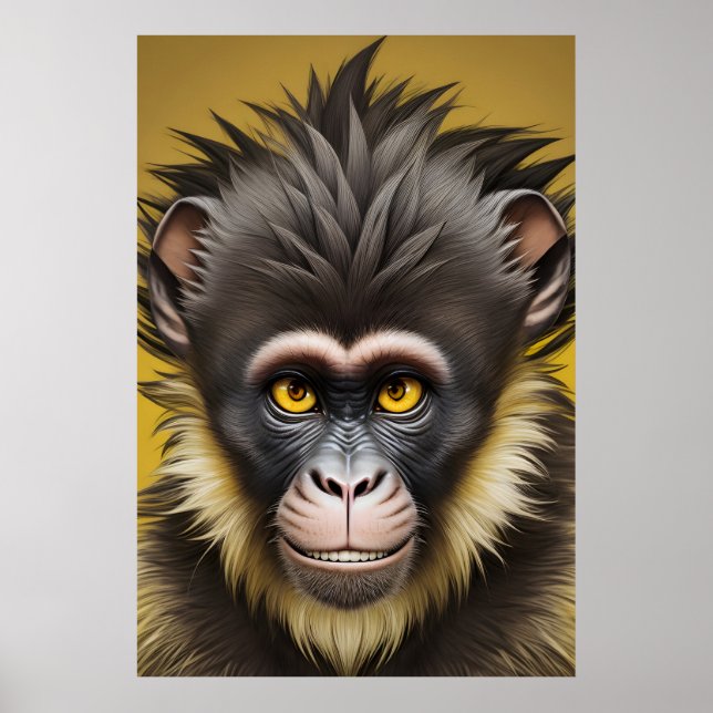 Affiche Portrait drôle de singe (Devant)