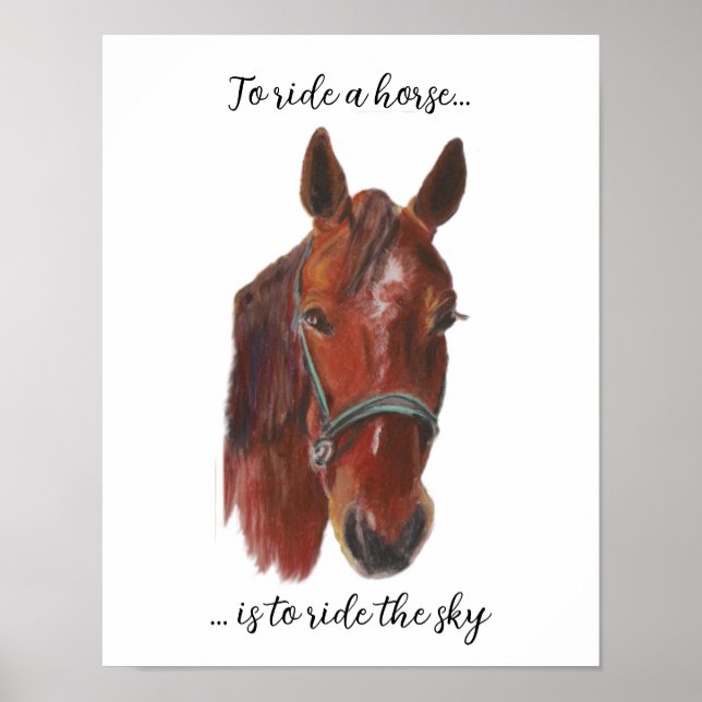 Affiche Portrait du Cheval de Châtaignier en Pastel (Devant)