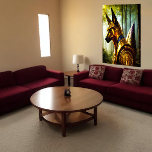 Affiche Portrait du Dieu égyptien Anubis   Art AI