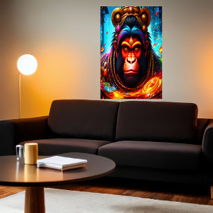 Affiche Portrait du Dieu hindou Hanuman   Art AI