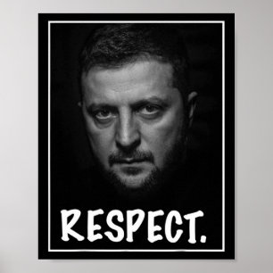 Affiche Portrait du président Zelensky Respect Soutien Ukr