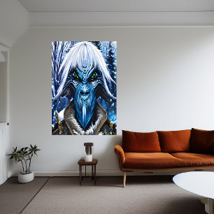 Affiche Portrait d'un alien bleu aux cheveux blancs   Art 