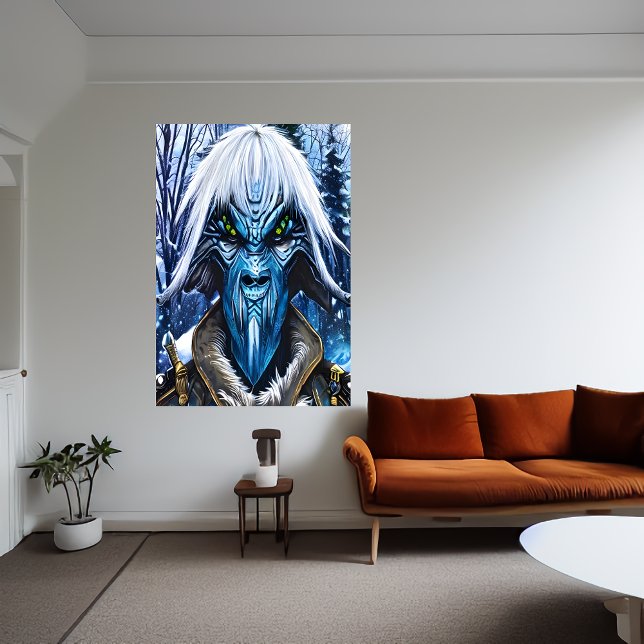 Affiche Portrait d'un alien bleu aux cheveux blancs | Art  (Créateur téléchargé)