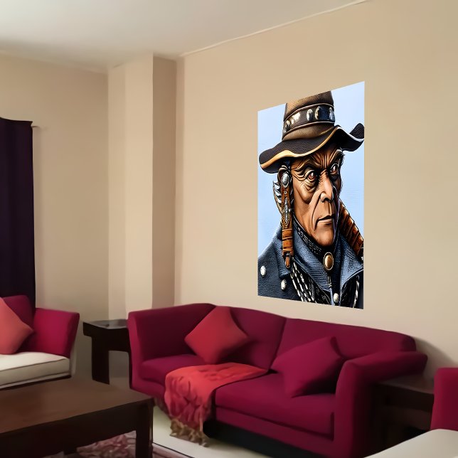 Affiche Portrait d'un Alien Cowboy avec un casquette | Art (Créateur téléchargé)