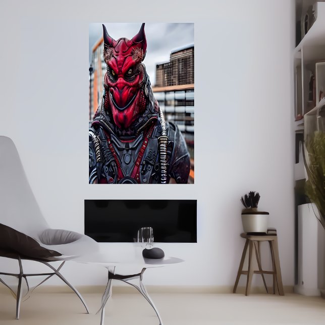 Affiche Portrait d'un alien d'horreur rouge | AI Art Poste (Créateur téléchargé)