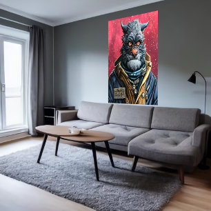 Affiche Portrait d'un alien humanoïde furieux AI Art Pos