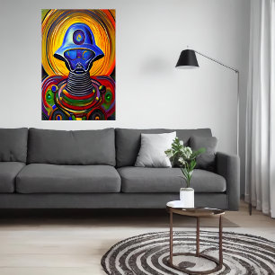 Affiche Portrait d'un alien robot coloré   Art AI