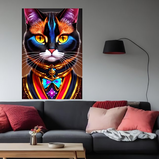 Affiche portrait d'un chat anthropomorphique cool | Art AI (Créateur téléchargé)