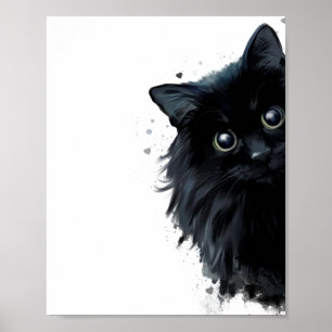 Affiche Portrait d'un chat noir moelleux
