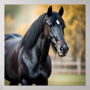 Affiche Portrait d'un cheval noir