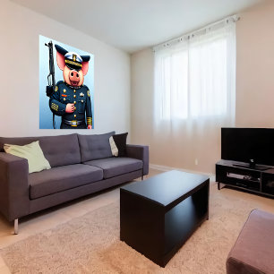 Affiche Portrait d'un cochon en uniforme de police   Art A