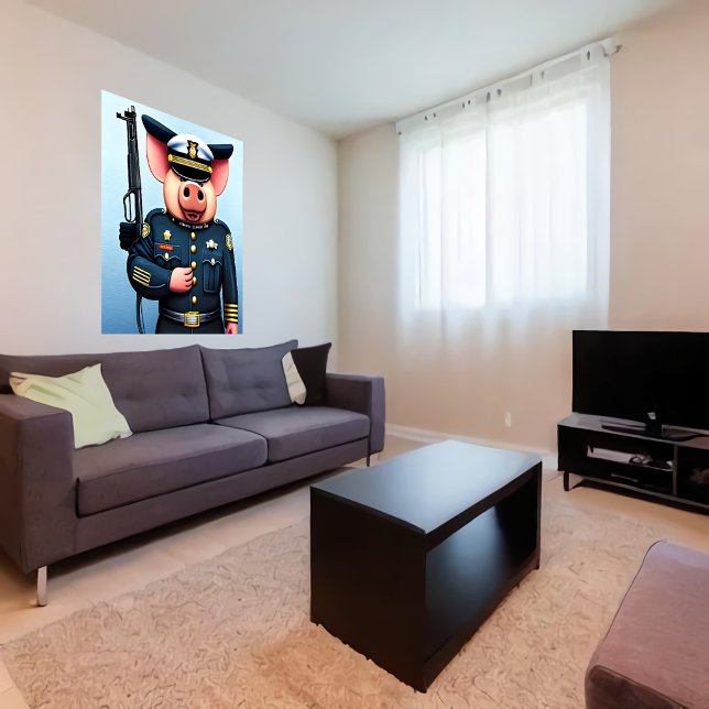 Affiche Portrait d'un cochon en uniforme de police | Art A (Créateur téléchargé)