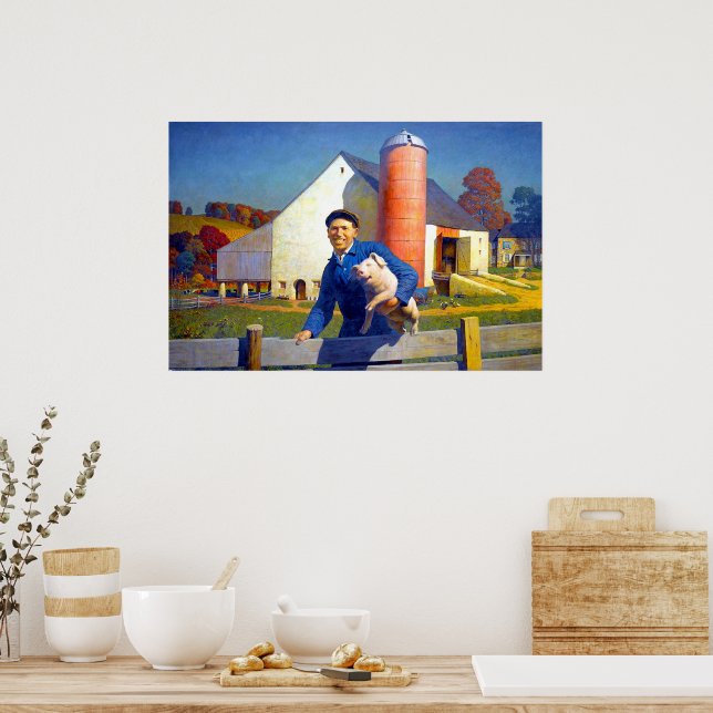 Affiche Portrait d'un fermier NC Wyeth 1943 (Cuisine)