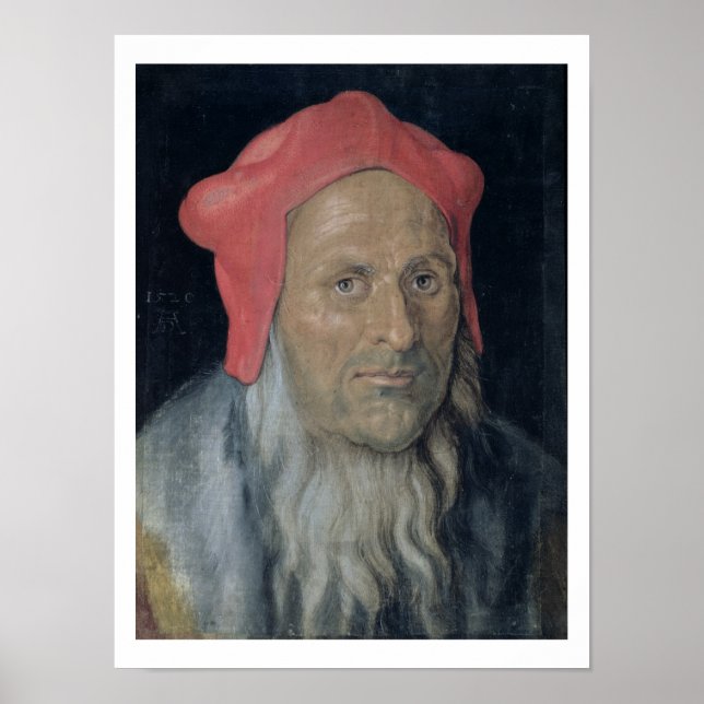 Affiche Portrait d'un homme à poils dans un Casquette roug (Devant)