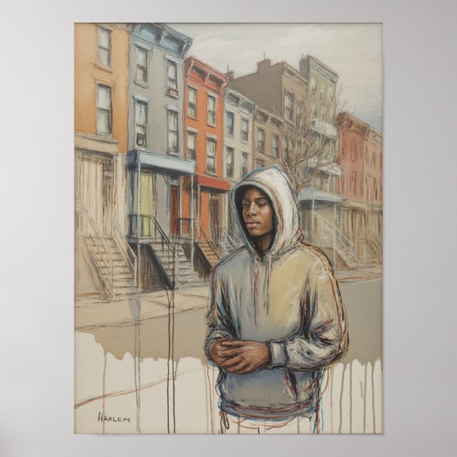 Affiche Portrait d'un homme de Harlem en capuche (Devant)