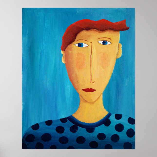 Affiche Portrait D'Un Homme Peint Art Moderne Imprimer (Devant)