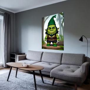 Affiche Portrait d'un hybride Green Orc Gnome   Art AI