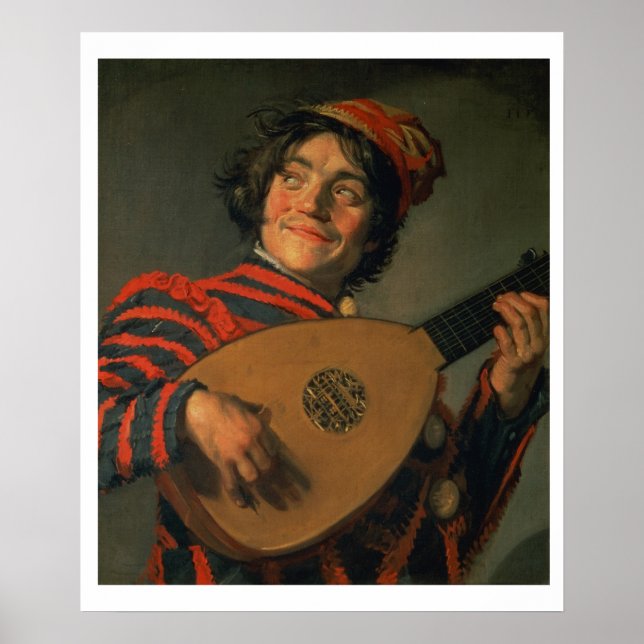 Affiche Portrait d'un Jester avec une Lute (huile sur toil (Devant)