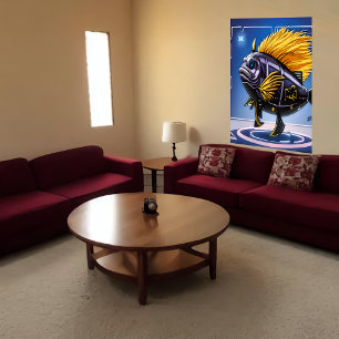 Affiche Portrait d'un poisson en uniforme de police   Art