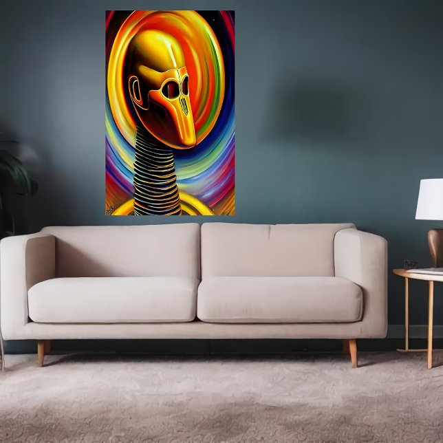 Affiche Portrait d'un robot jaune cool | Art AI (Créateur téléchargé)