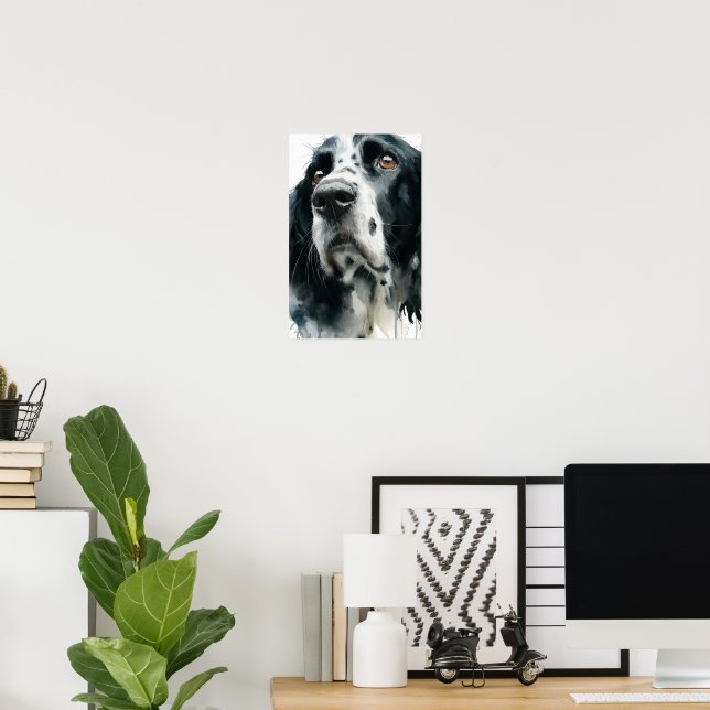 Affiche portrait d'un springer spaniel anglais avec tiquet (Bureau à domicile)