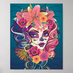 Affiche Portrait d'une couronne de fleurs