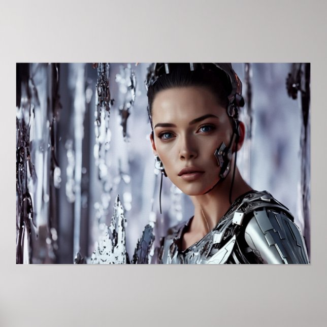 Affiche portrait d'une cyberfemme (Devant)
