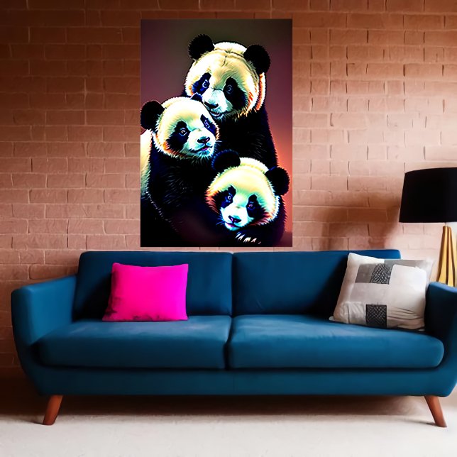 Affiche Portrait d'une famille Panda | Art AI (Créateur téléchargé)