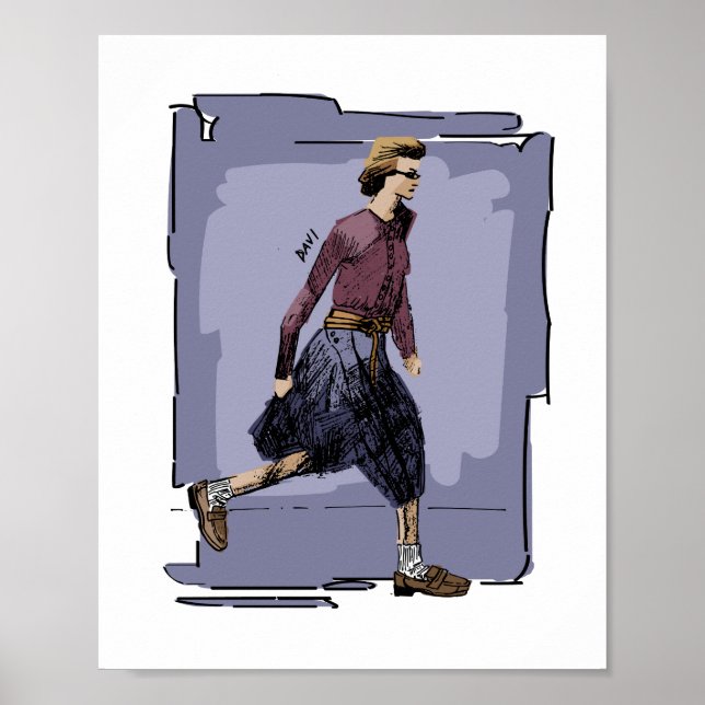Affiche Portrait d'une femme élégante marchant à mi-pas (Devant)