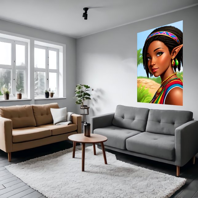 Affiche Portrait d'une femme elfe hybride humain | Art AI (Créateur téléchargé)