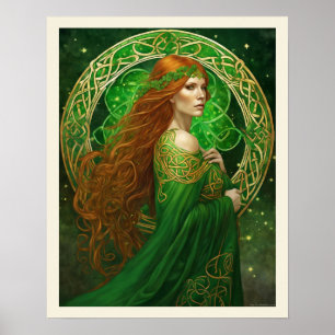 Affiche Portrait d'une femme en Shamrock Vert & Or