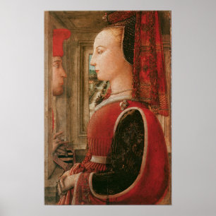 Affiche Portrait d'une femme et d'un homme à un tissu pour