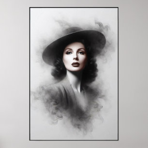 Affiche Portrait d'une femme mystérieuse des années 1940