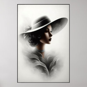 Affiche Portrait d'une femme mystérieuse des années 1940