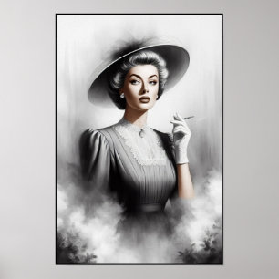 Affiche Portrait d'une femme mystérieuse des années 1940