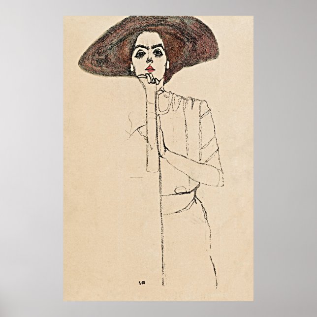 Affiche Portrait d'une femme par Egon Schiele - (Devant)
