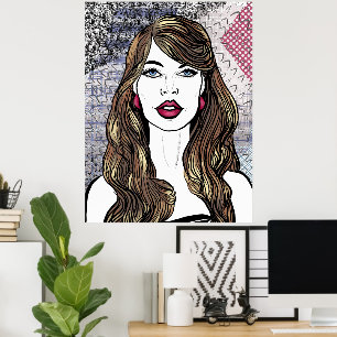 Affiche Portrait d'une fille aux longs cheveux bruns