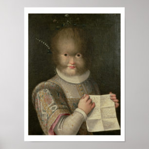 Affiche Portrait d'une fille couverte dans les cheveux