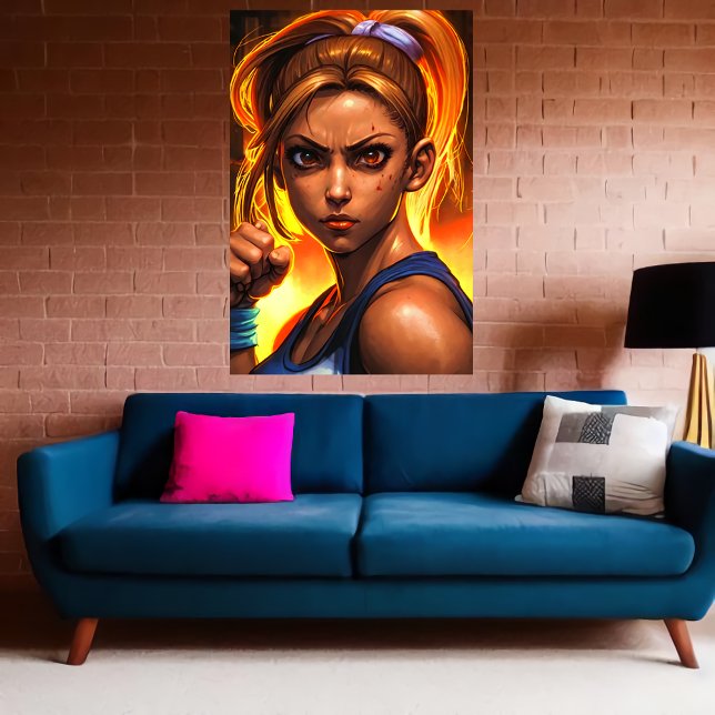 Affiche Portrait d'une jeune femme combattant | Art AI (Créateur téléchargé)