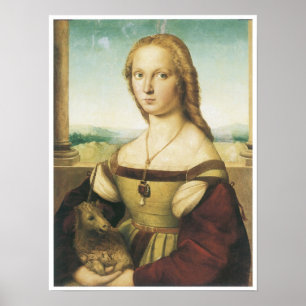 Affiche Portrait d'une jeune femme (dame avec une licorne)